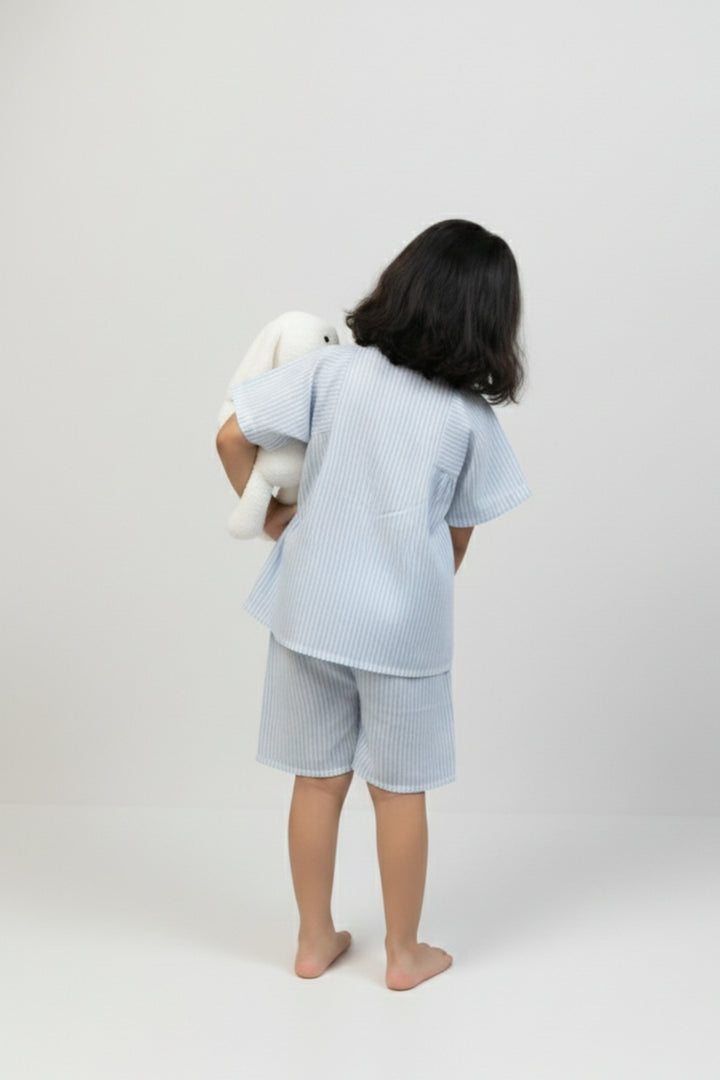 Urban Breeze Dusty Blue Stripe Kids Short Set