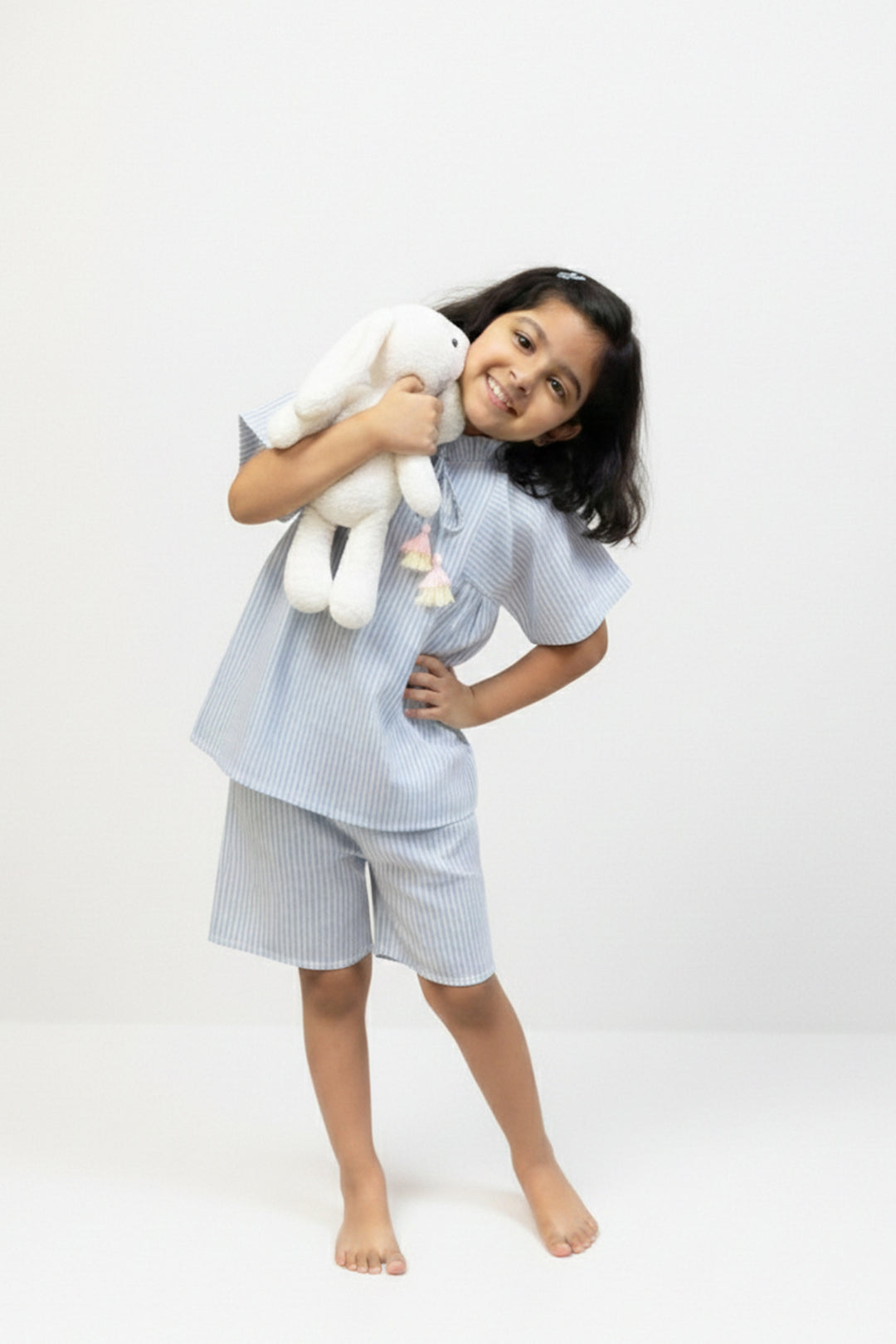 Urban Breeze Dusty Blue Stripe Kids Short Set