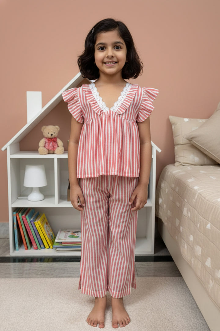 Everyday Elegance Coral Stripe Kids Sleep Set