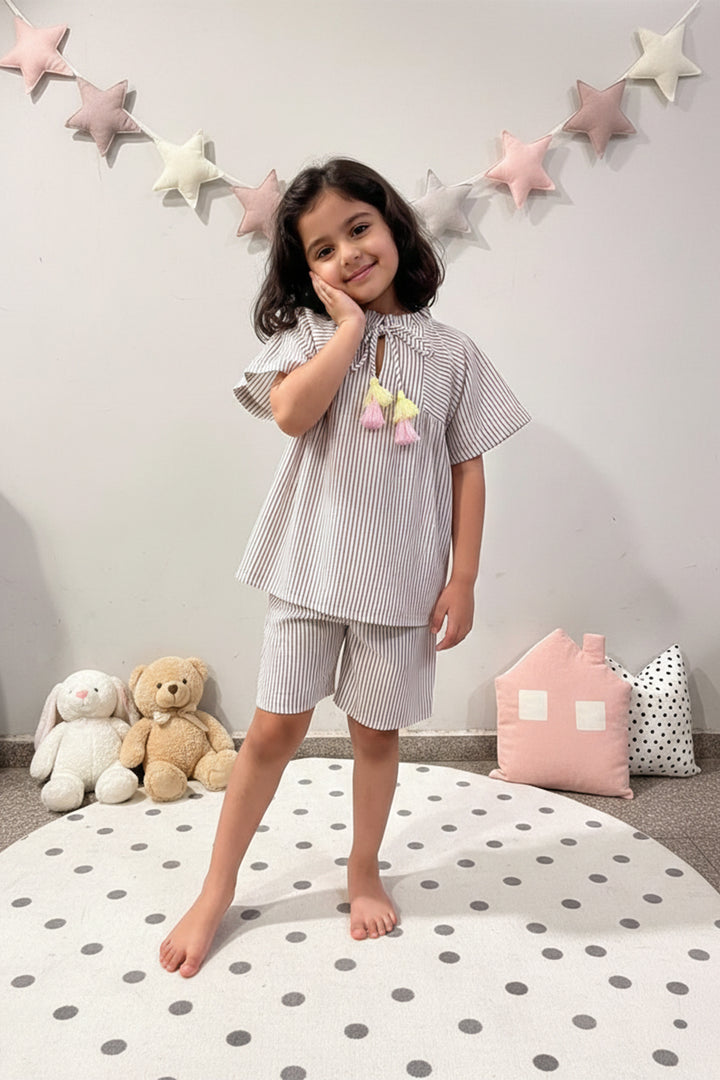 Urban Breeze Mocha Stripe Kids Short Set