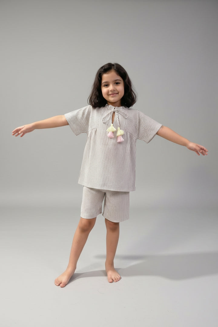 Urban Breeze Mocha Stripe Kids Short Set