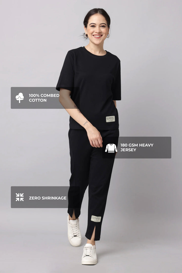 Slumber Jill Premium Black Coords Set With Freshon Finish