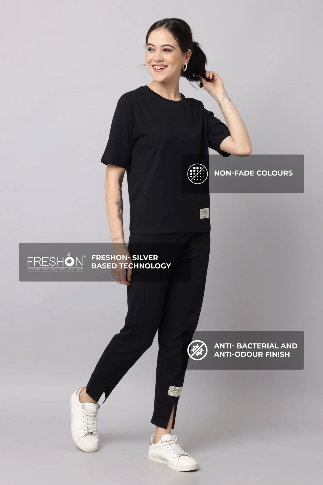 Slumber Jill Premium Black Coords Set With Freshon Finish