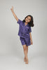 Lavender Love Kids Collared Short Set in Japan Satin