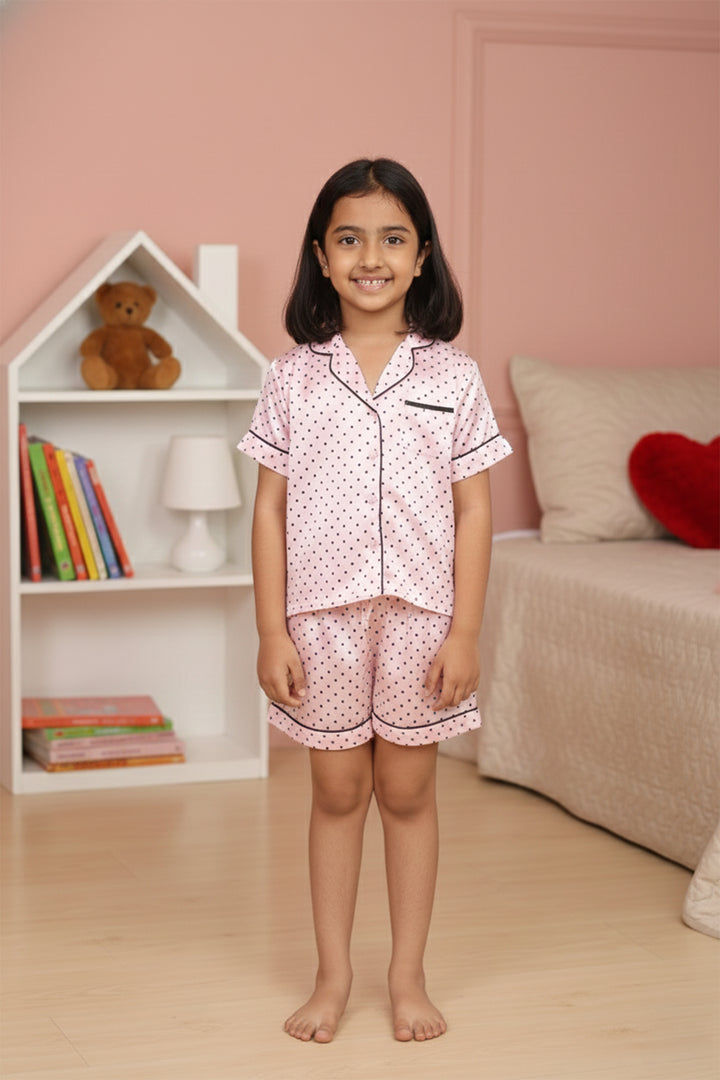 Sweet Blush Kids Collared Short Set in Japan Satin
