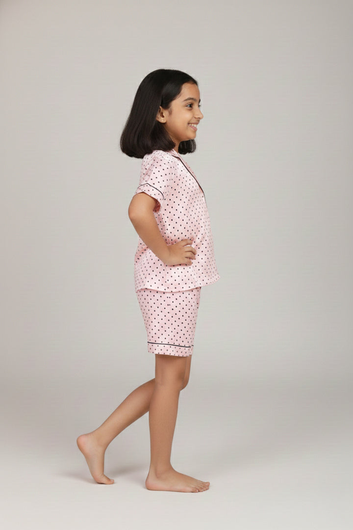 Sweet Blush Kids Collared Short Set in Japan Satin