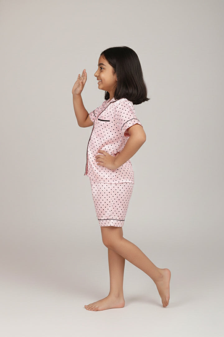 Sweet Blush Kids Collared Short Set in Japan Satin