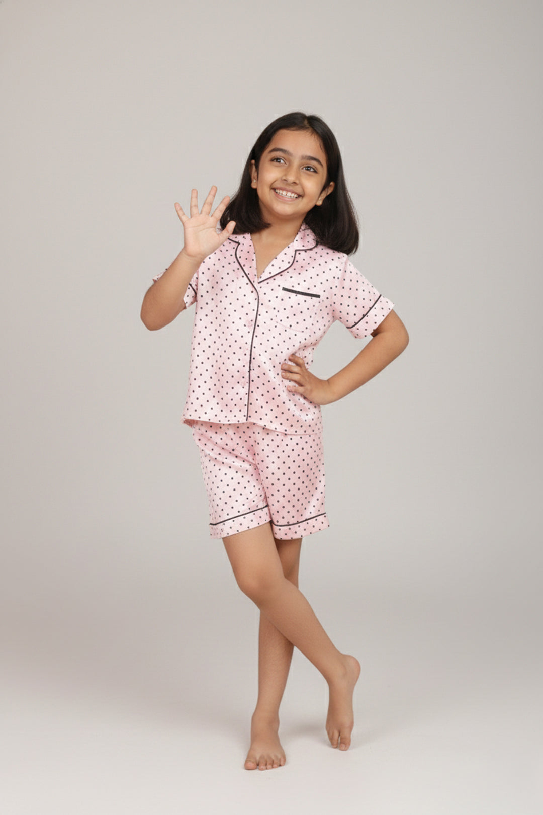 Sweet Blush Kids Collared Short Set in Japan Satin