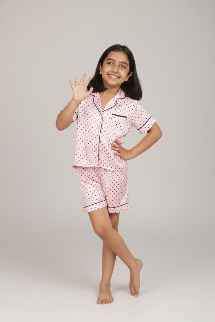 Sweet Blush Kids Collared Short Set in Japan Satin