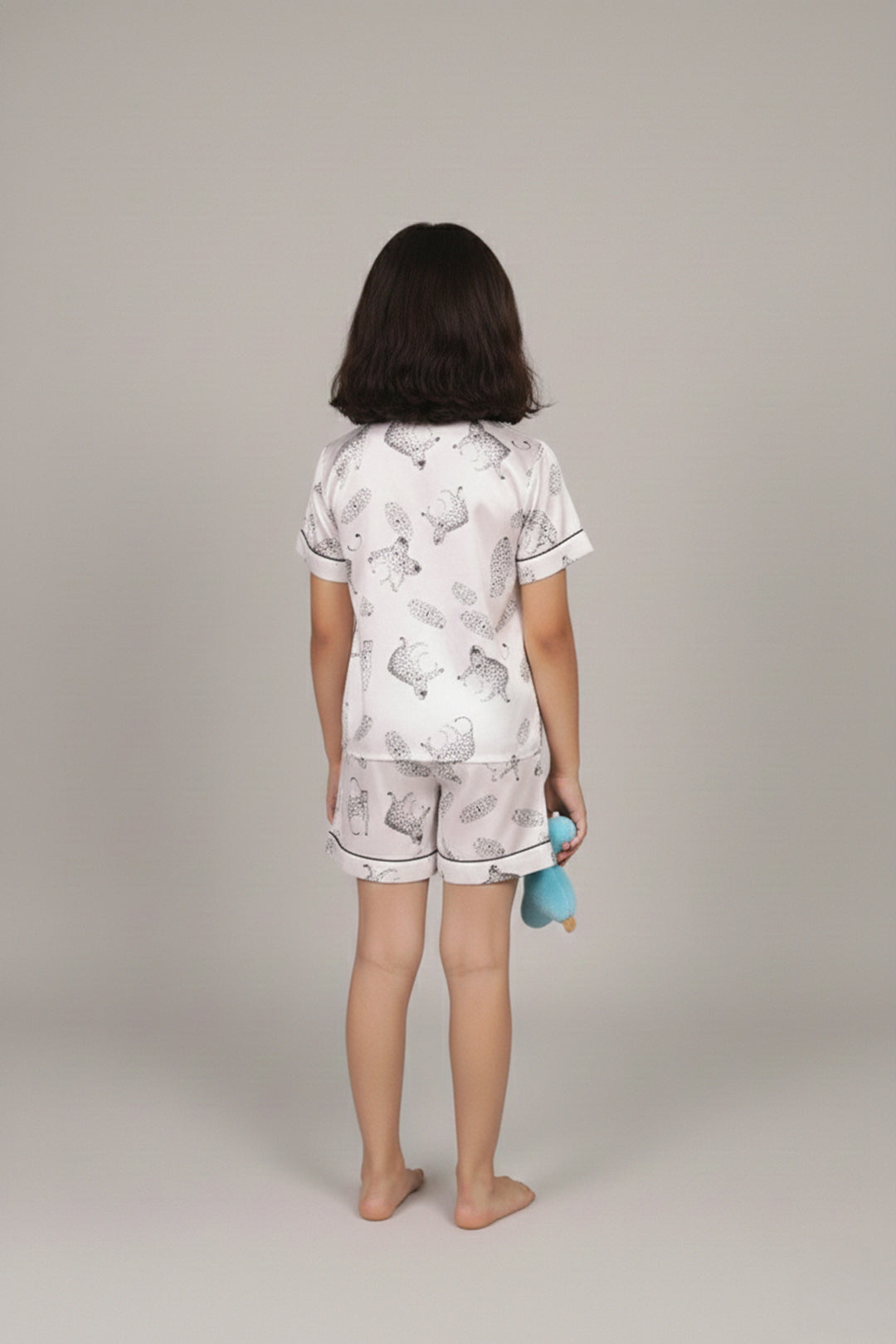 Wild Elegance Kids Collared Short Set in Japan Satin