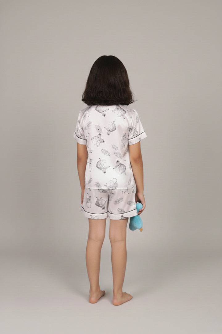 Wild Elegance Kids Collared Short Set in Japan Satin