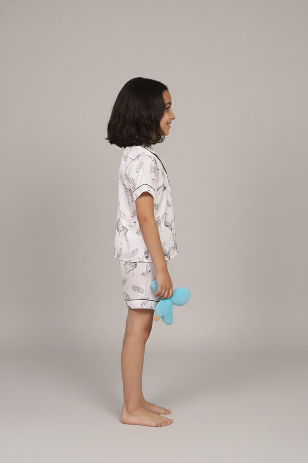 Wild Elegance Kids Collared Short Set in Japan Satin