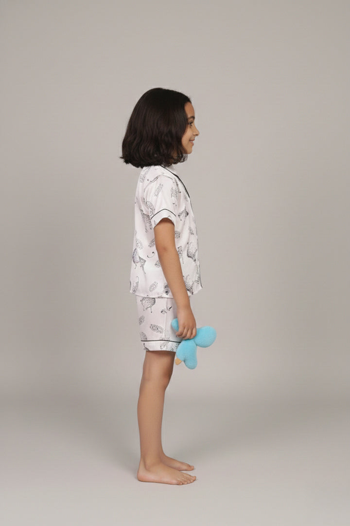 Wild Elegance Kids Collared Short Set in Japan Satin