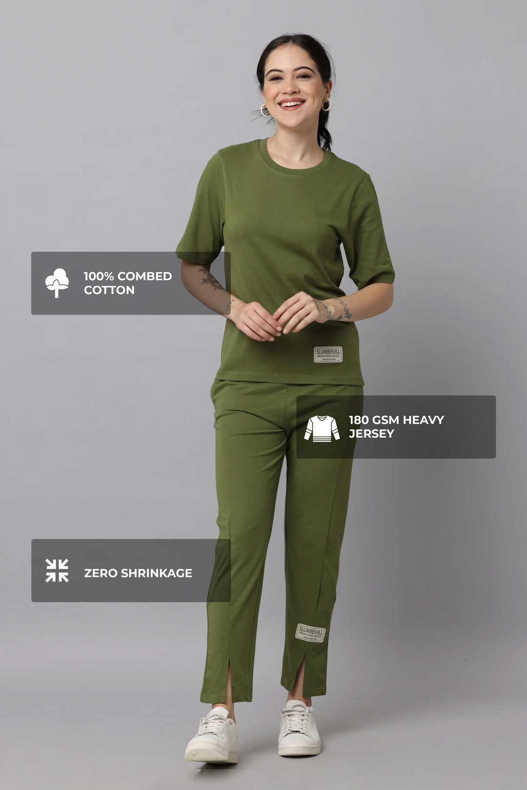 Slumber Jill Premium Pesto Coords Set With Freshon Finish