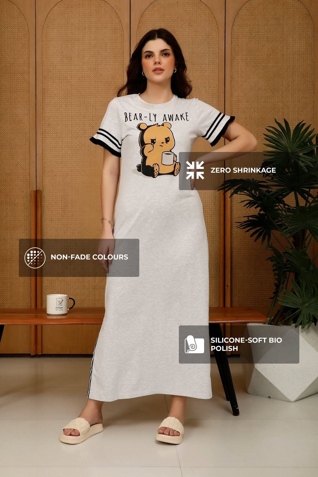 Snooze Style Comfort Dress White melange