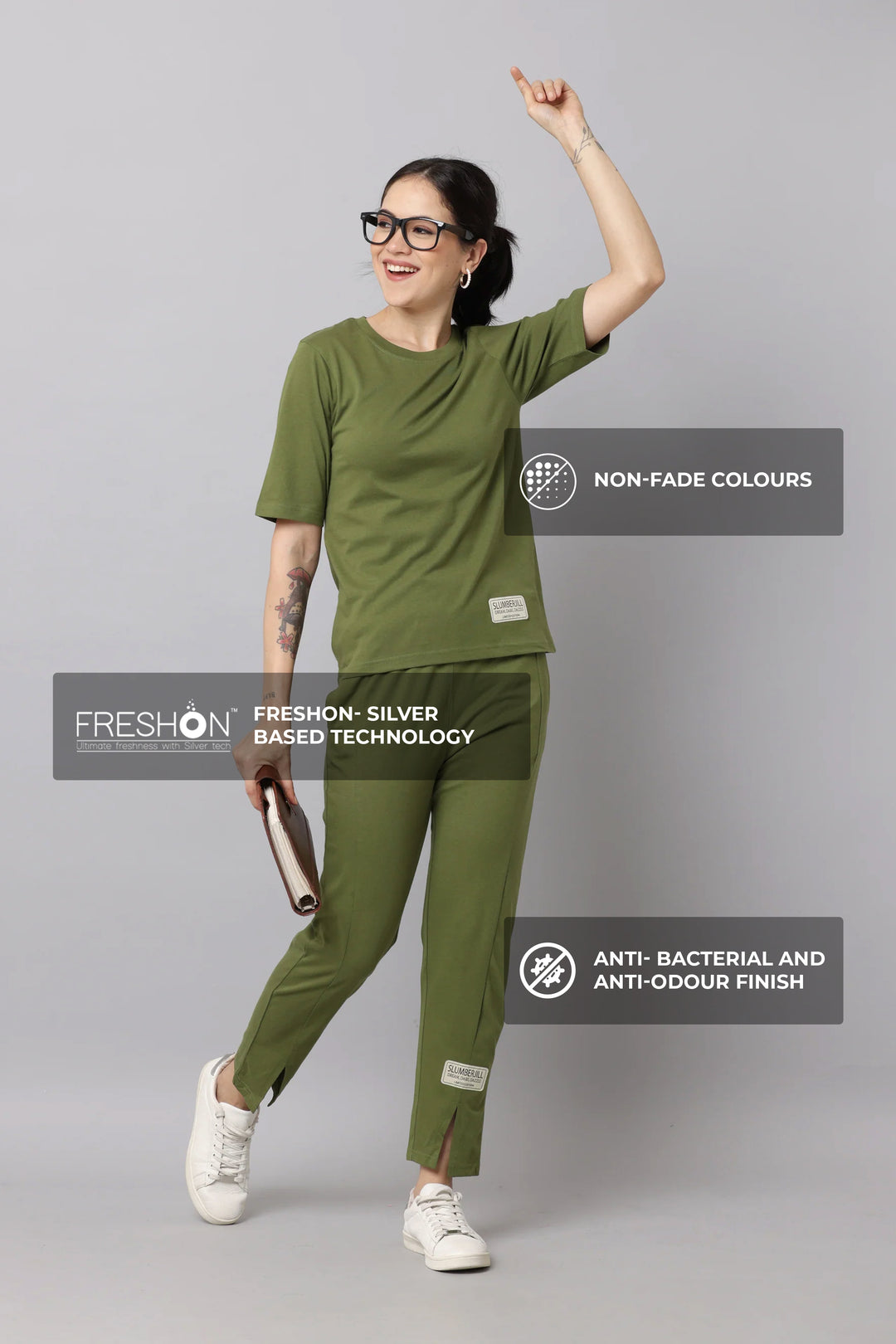 Slumber Jill Premium Pesto Coords Set With Freshon Finish