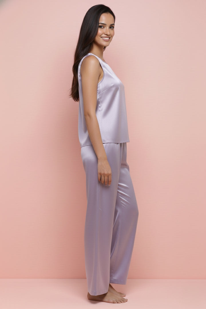 Lilac Haze Bloom Sleeveless  PJ Set With Pocket