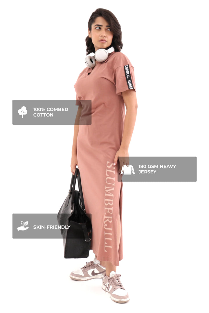 Caramel Drift TravelEase Polo Dress