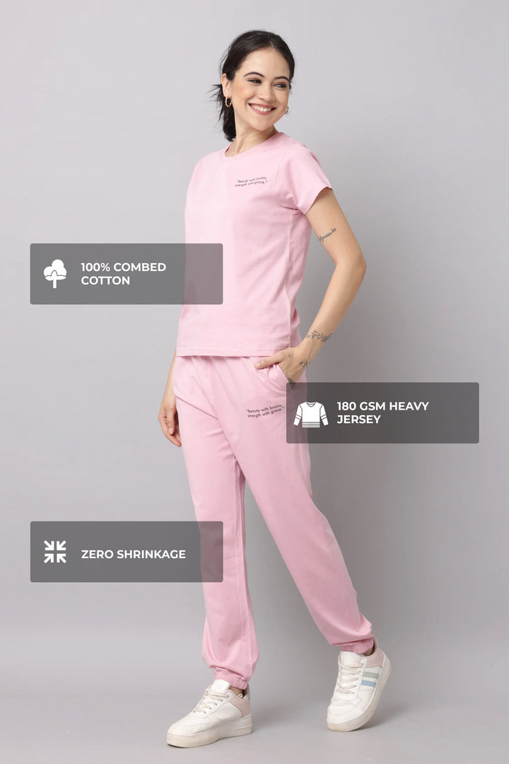 Slumber Jill Comfort Essential Cameo Pink Coords Set With Freshon Finish