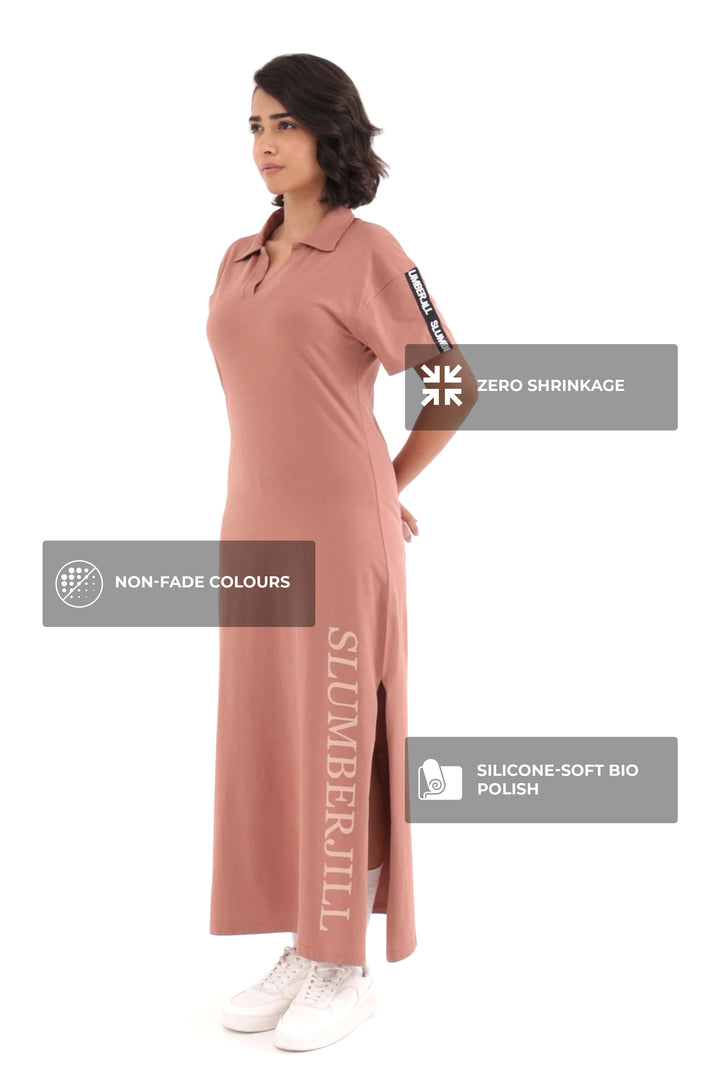 Caramel Drift TravelEase Polo Dress