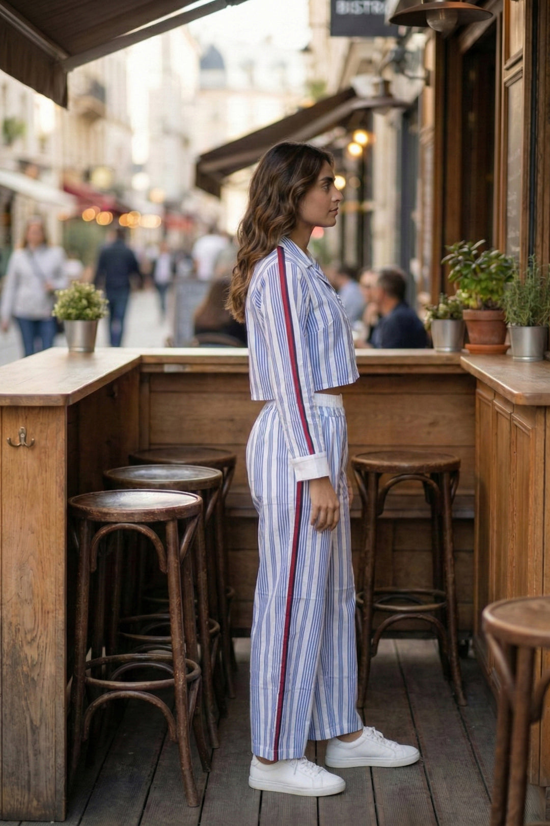 Urban Stripe Blue Cotton Co-ord
