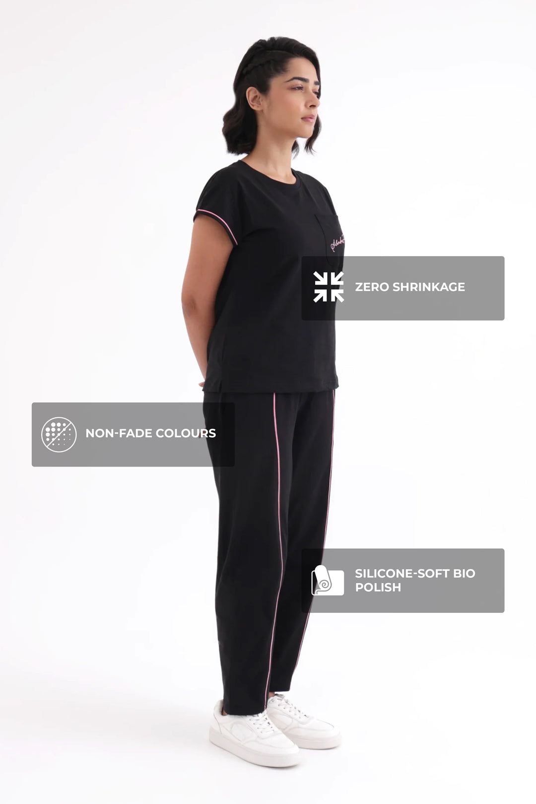 Slumber Jill Everyday Comfort Midnight Black Cotton Jersey Coord Set