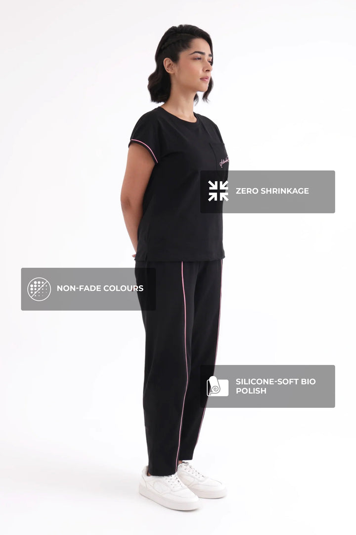 Slumber Jill Everyday Comfort Midnight Black Cotton Jersey Coord Set