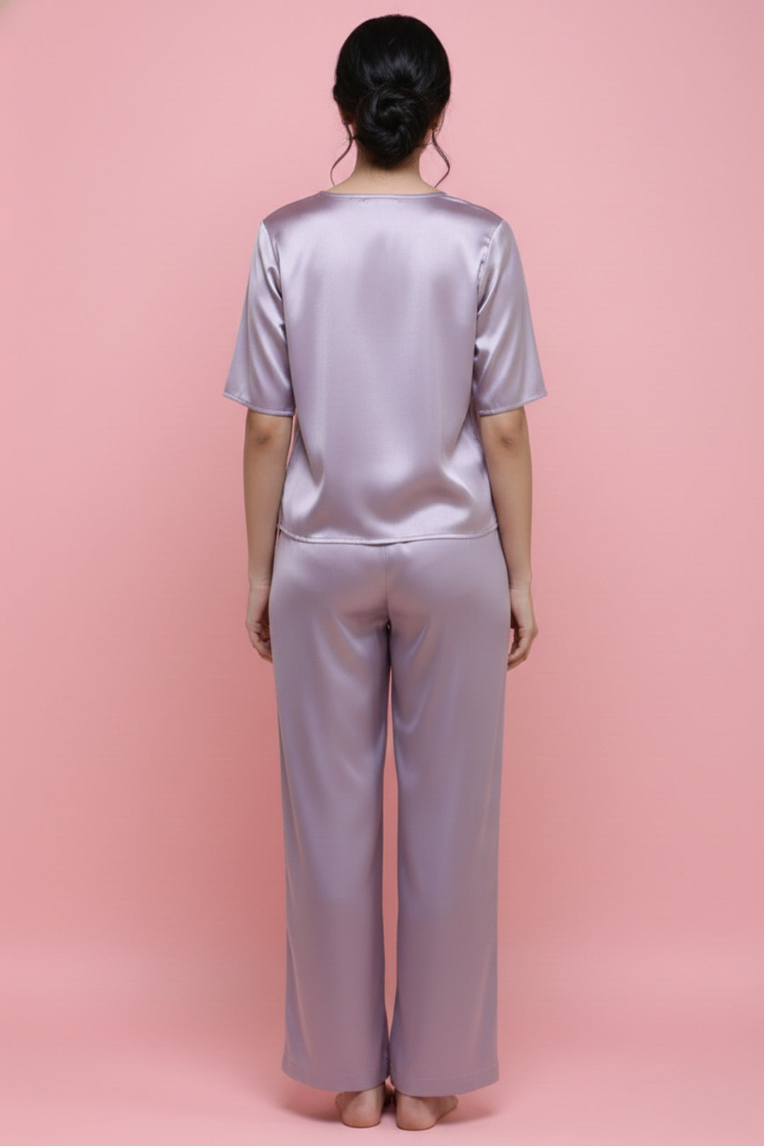 Lilac Haze  Bloom Half Sleeve PJ Set With Pocket
