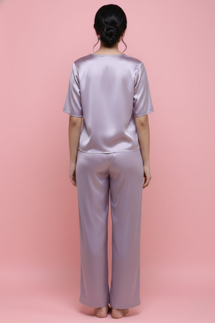 Lilac Haze  Bloom Half Sleeve PJ Set With Pocket