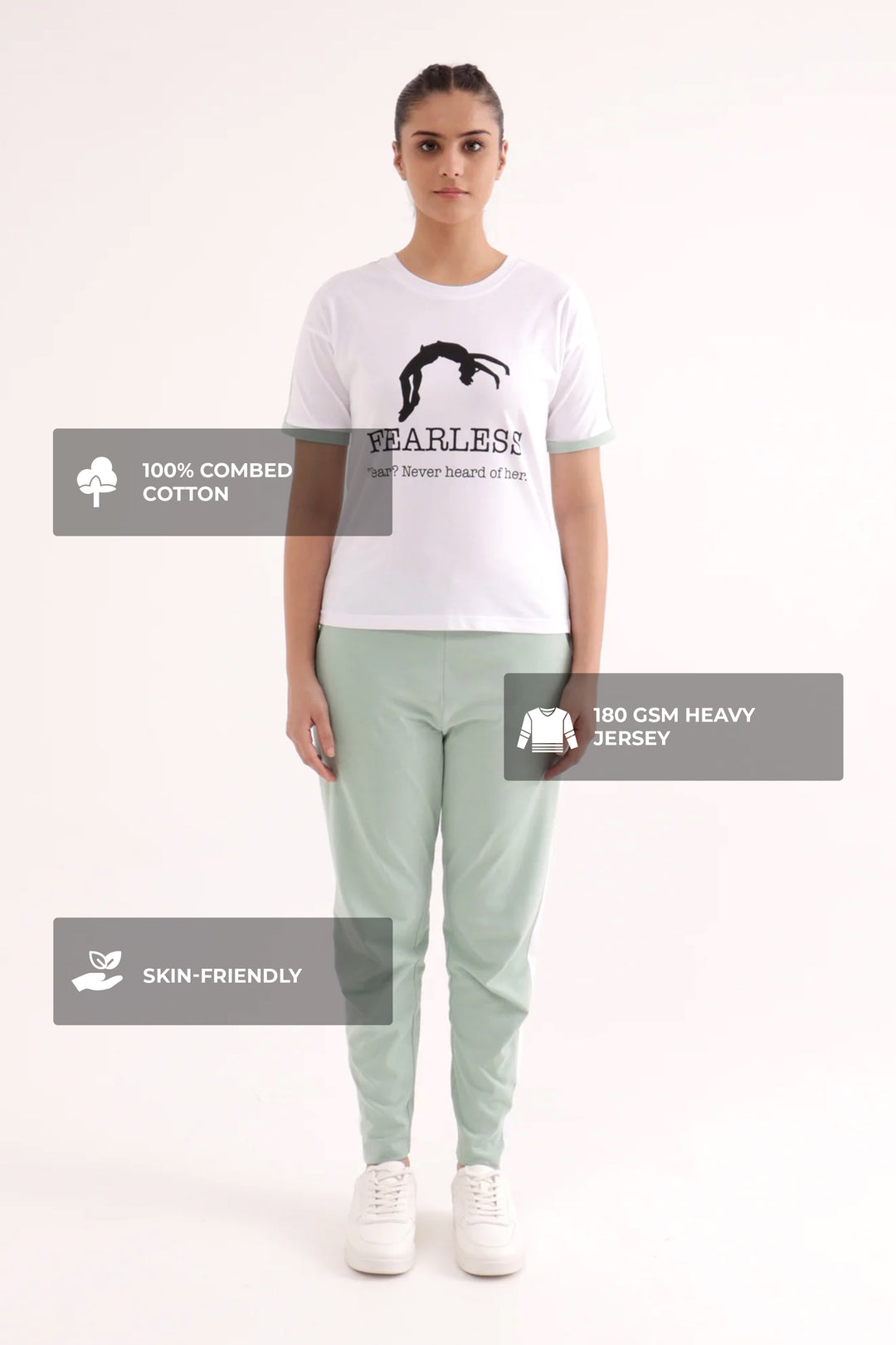 Slumber Jill Active Comfort Pastel Green Cotton Jersey Coord Set