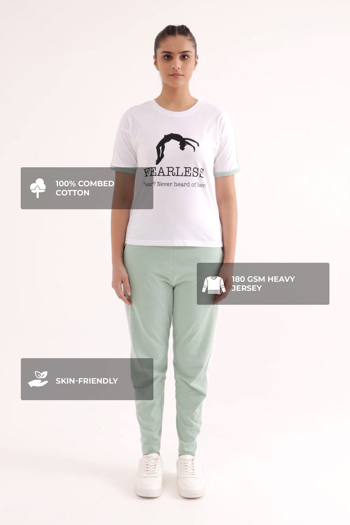 Slumber Jill Active Comfort Pastel Green Cotton Jersey Coord Set