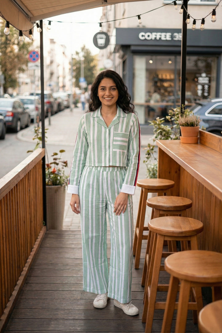 Urban Stripe Green Cotton Co-ord