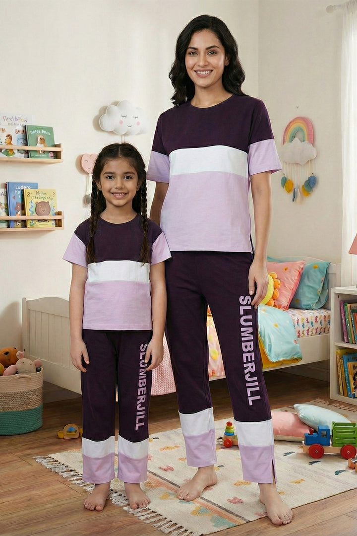 Mom & Me -  Mulberry Magic, Slumber Everyday Mom & Kids Cotton Coord Set
