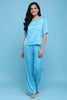 Aqua bloom half sleeve pj set with pocket