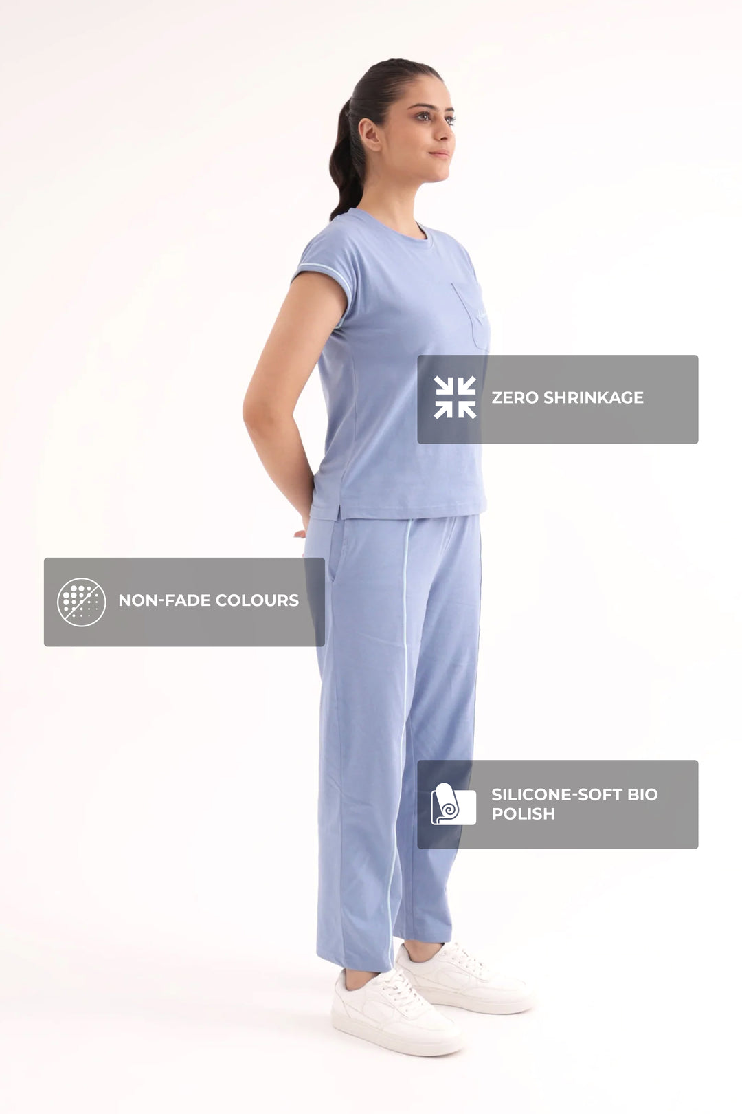 Slumber Jill Everyday Comfort Forever Blue Cotton Jersey Coord Set