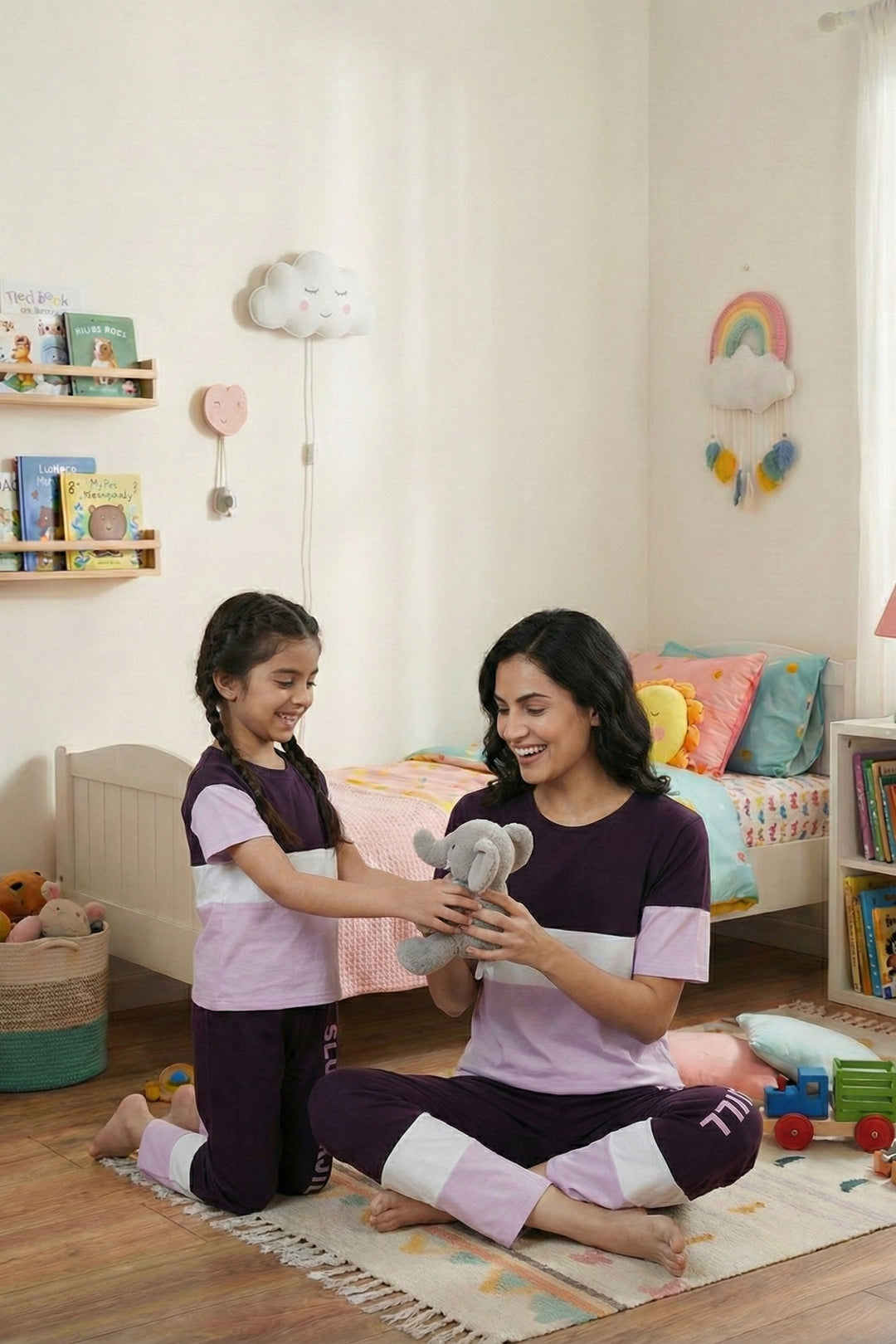 Mom & Me -  Mulberry Magic, Slumber Everyday Mom & Kids Cotton Coord Set