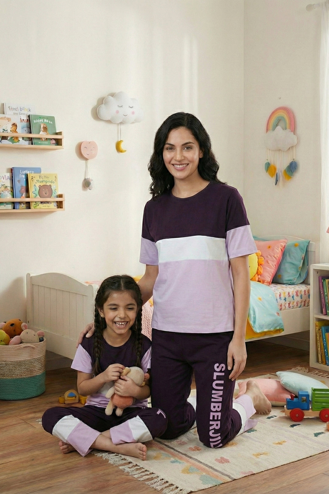 Mom & Me -  Mulberry Magic, Slumber Everyday Mom & Kids Cotton Coord Set