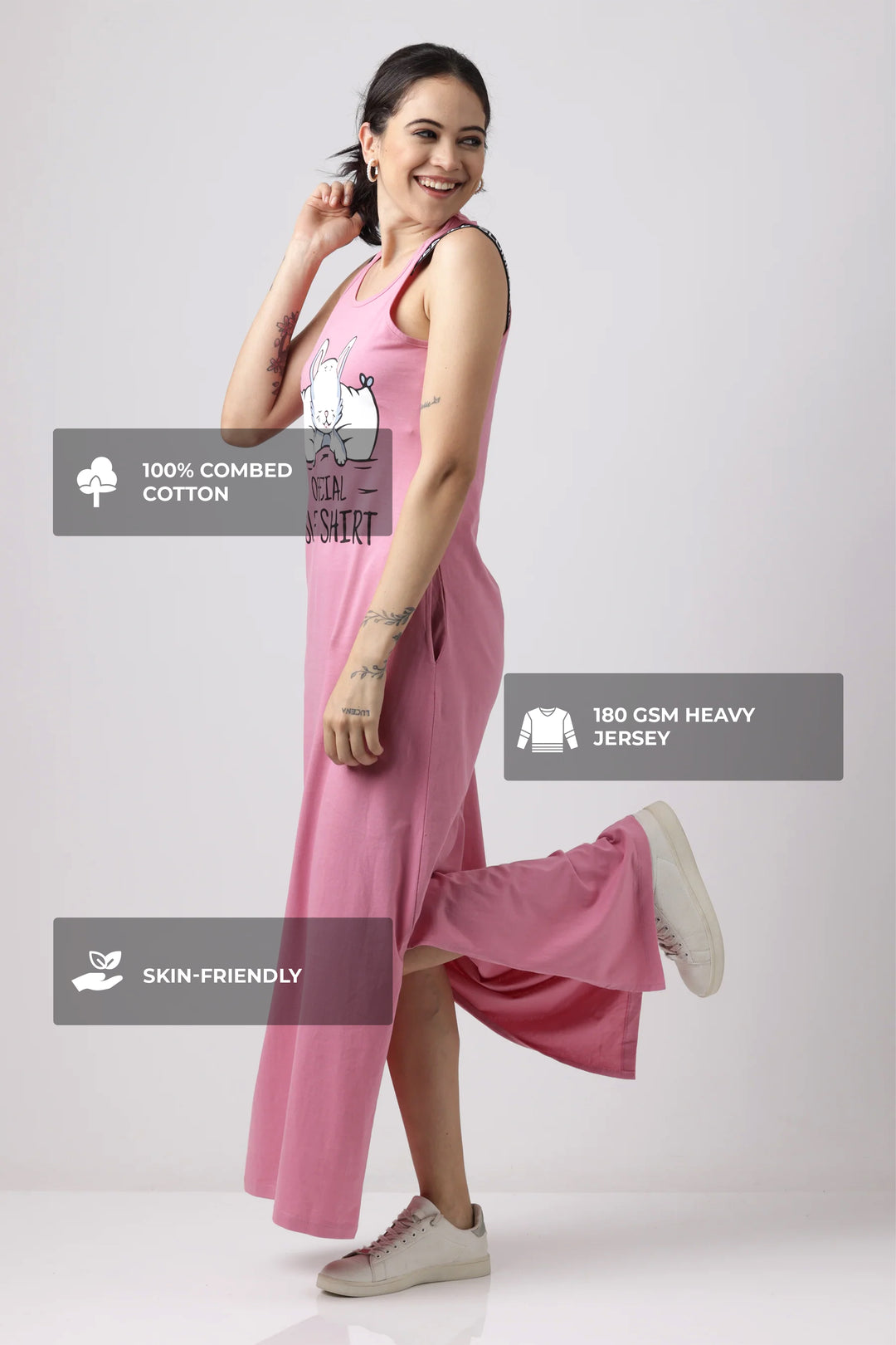 Cashmere Rose Sporty Luxe Lounge Dress With Freshon Finish