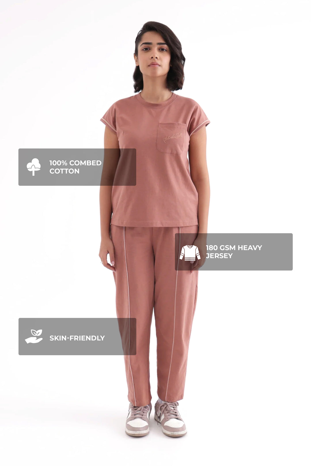Slumber Jill Everyday Comfort Mocha Brown Cotton Jersey Coord Set