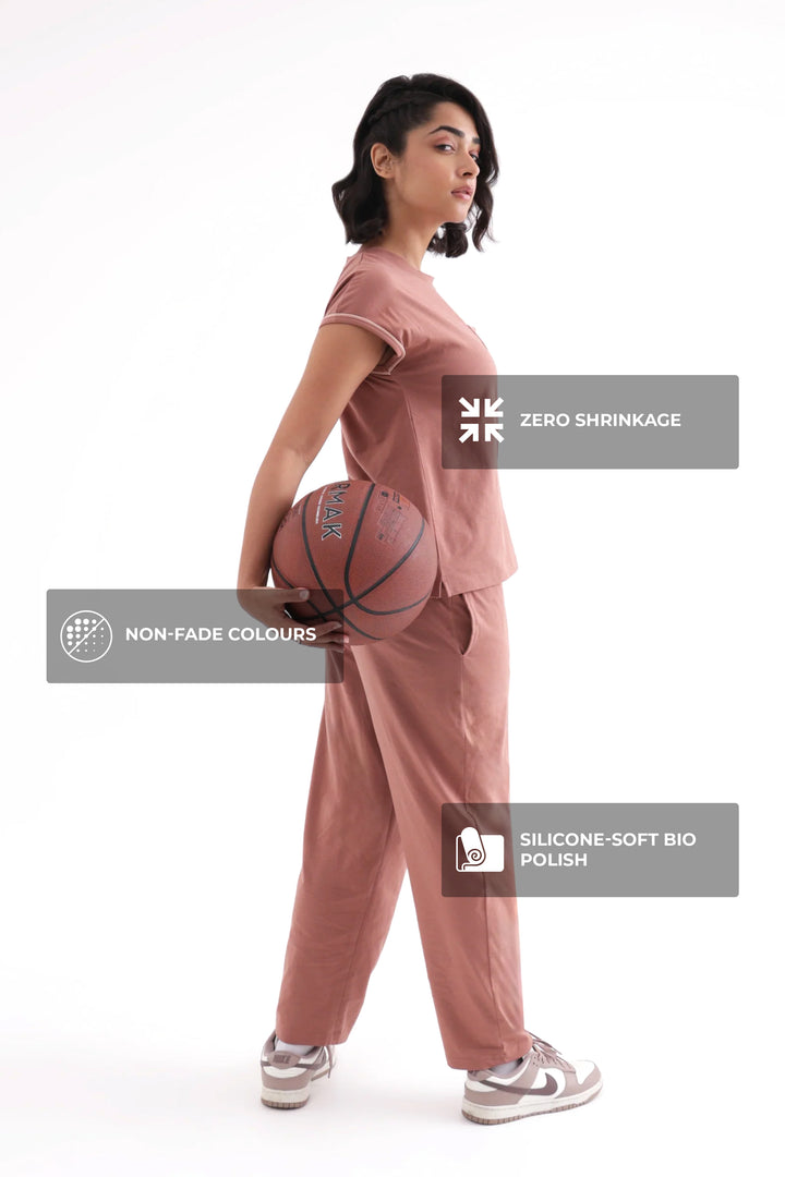 Slumber Jill Everyday Comfort Mocha Brown Cotton Jersey Coord Set