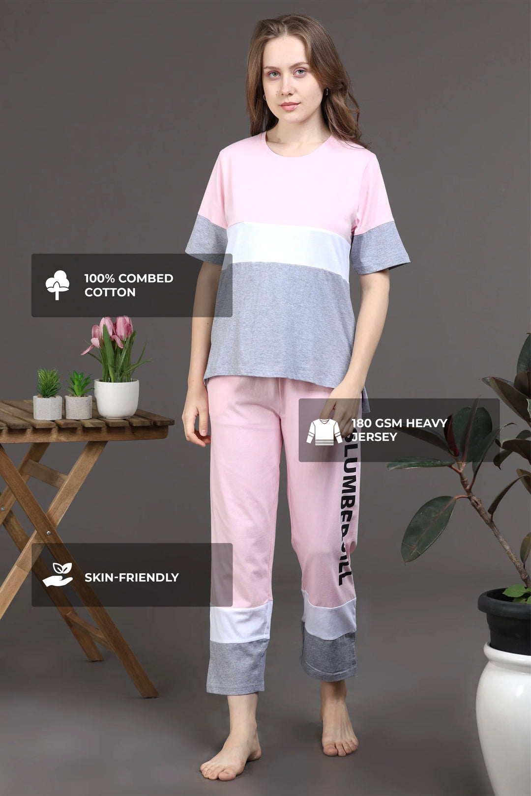 SLUMBER EVERYDAY FIRST BLUSH LOUNGE SET COTTON