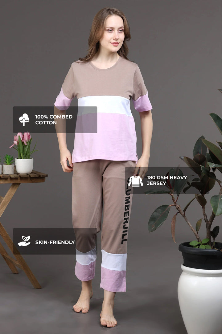 SLUMBER EVERYDAY AMBER GLOW LOUNGE SET MADE OF COTTON