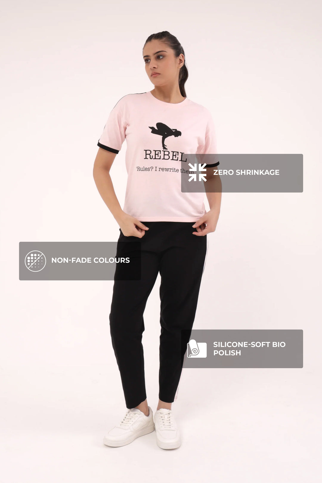 Slumber Jill Active Comfort Black & Pink Cotton Jersey Coord Set