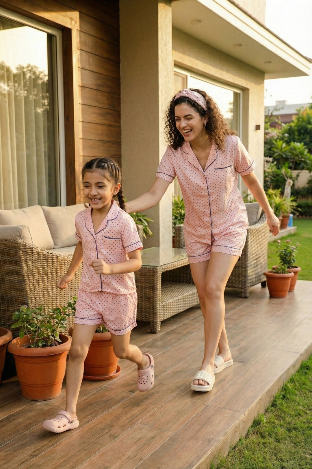 SWEET BLUSH  MOM AND ME COLLARD SHORT SET IN JAPAN SATIN