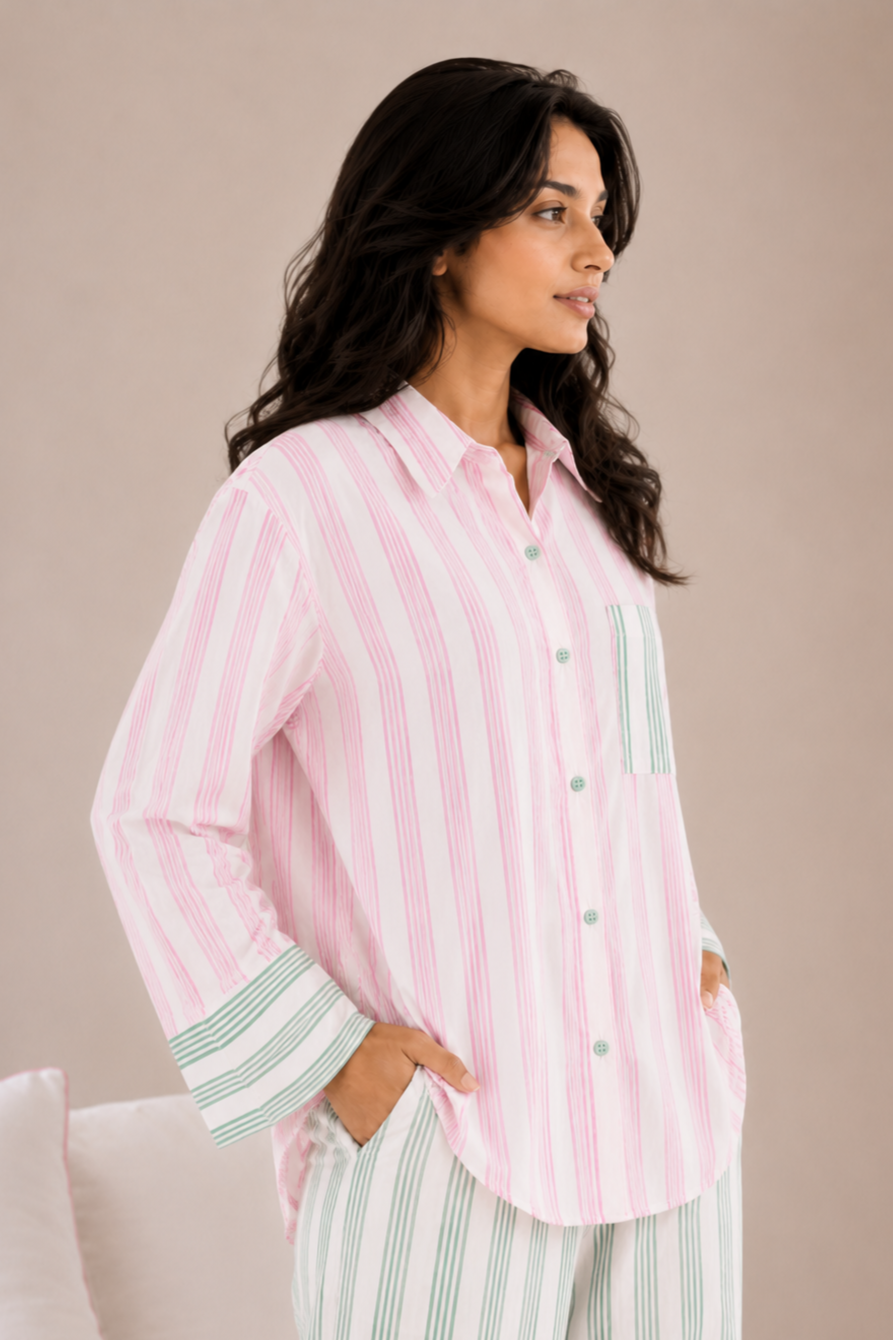 Soft Pop Stripe Cotton Sleep Set
