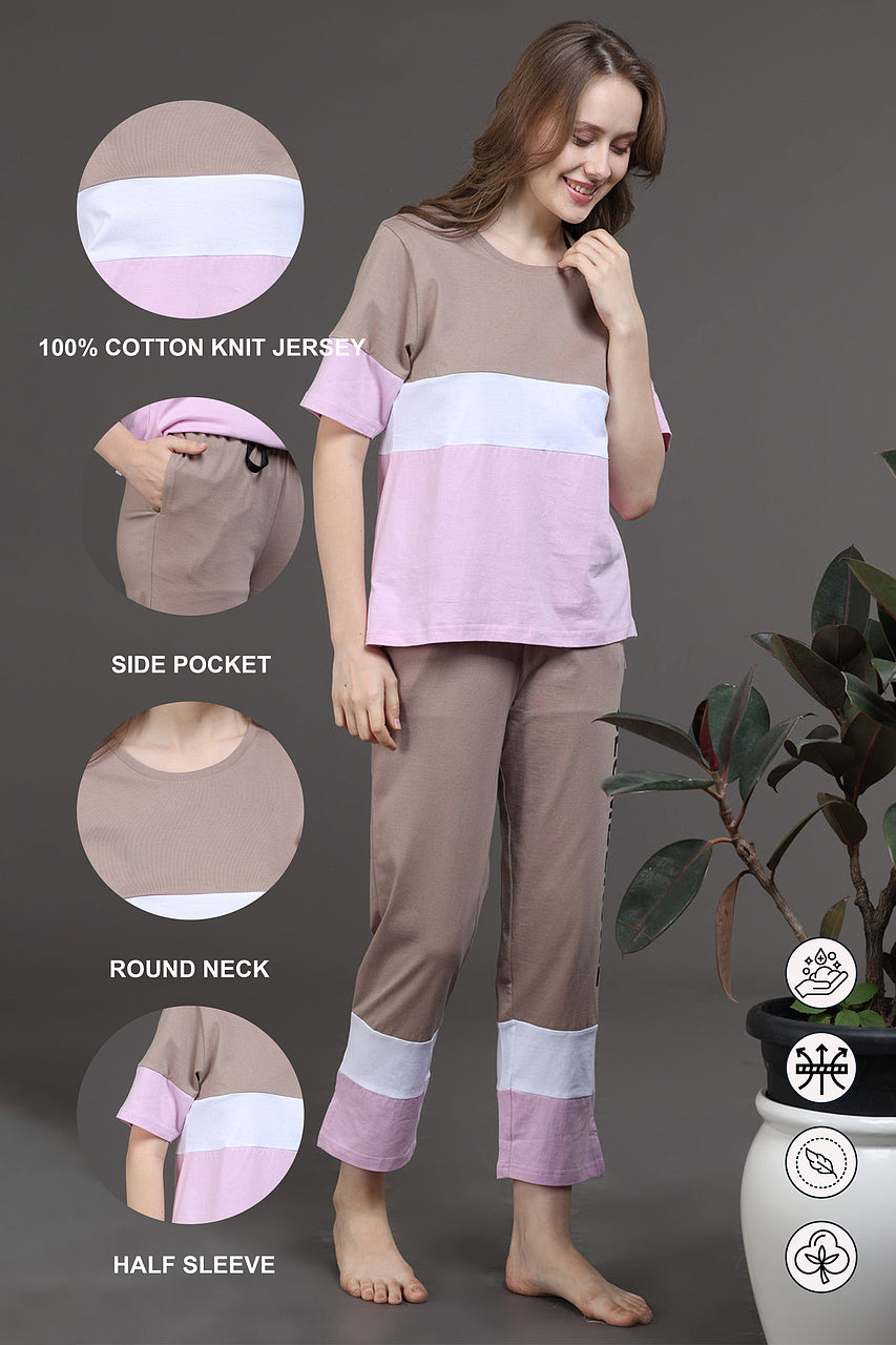 SLUMBER EVERYDAY AMBER GLOW LOUNGE SET MADE OF COTTON