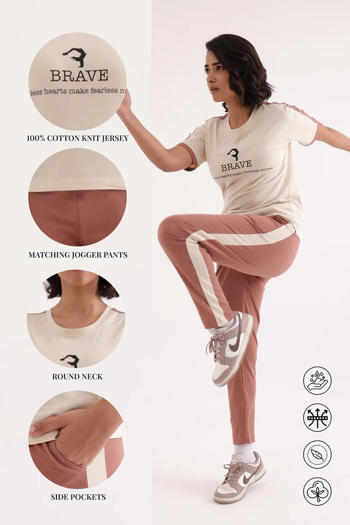 Slumber Jill Active Comfort Mocha Mousse Cotton Jersey Coord Set