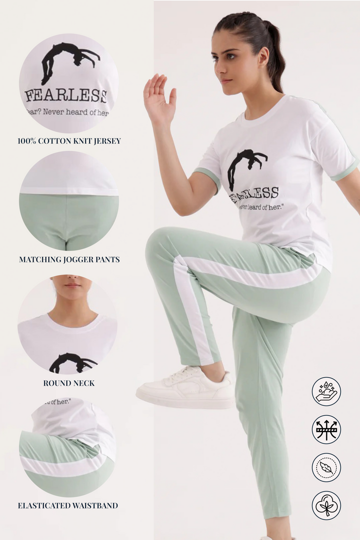 Slumber Jill Active Comfort Pastel Green Cotton Jersey Coord Set