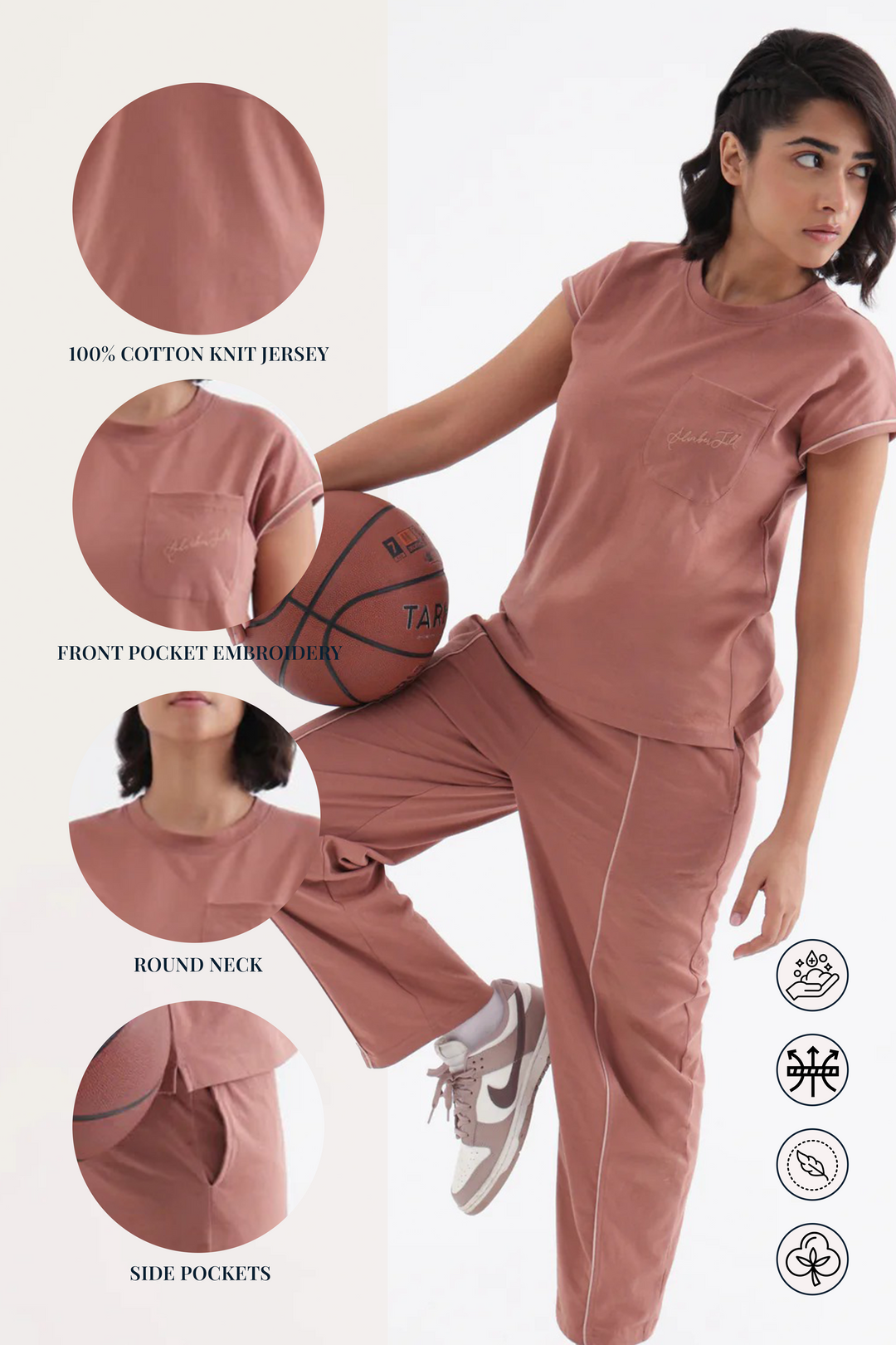 Slumber Jill Everyday Comfort Mocha Brown Cotton Jersey Coord Set