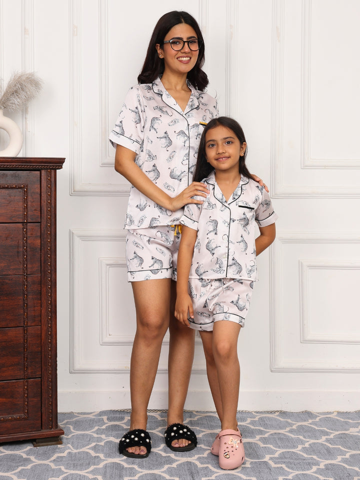 WILD ELEGANCE  MOM AND ME COLLARD SHORT SET IN JAPAN SATIN